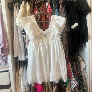 Storia White Ruffled Dress